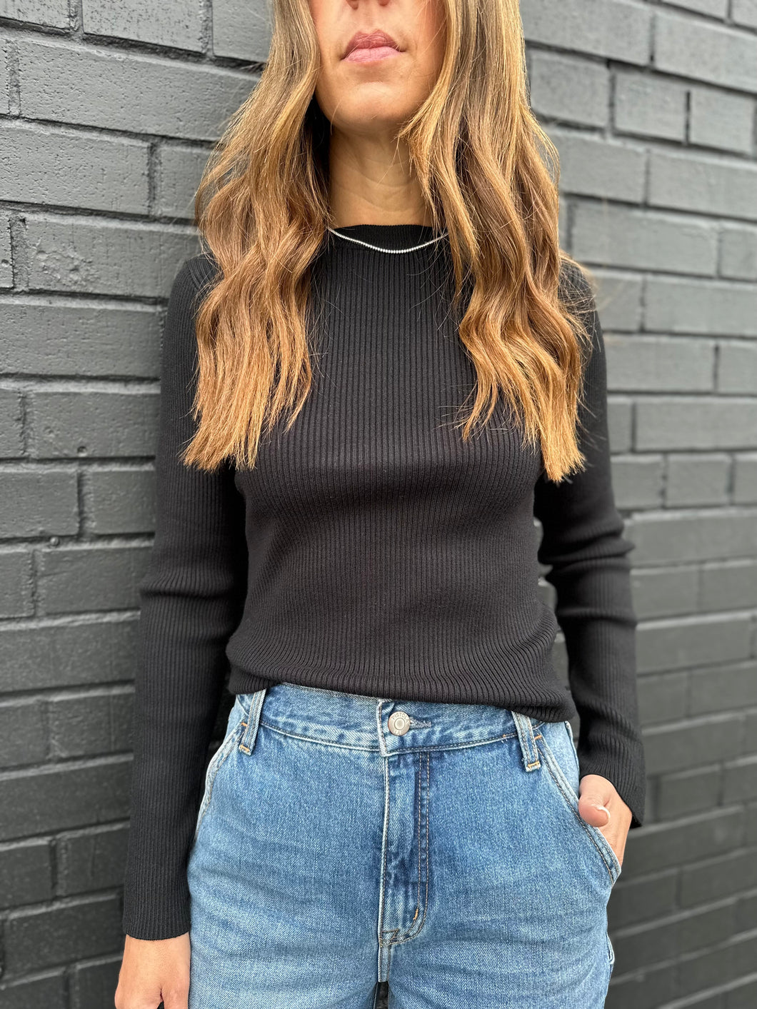Dina Crew Neck Rib Top