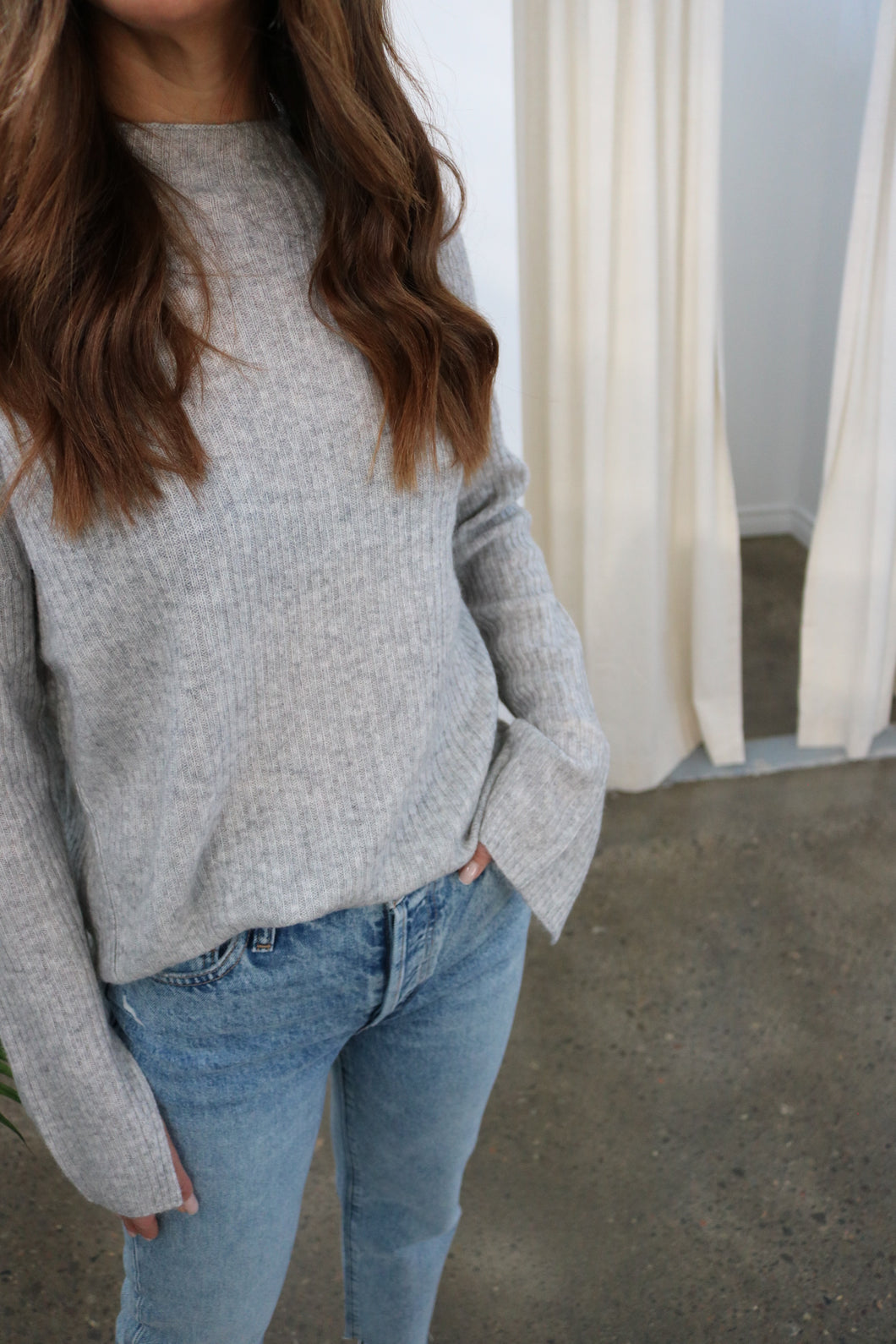 Bara Ribbed Moc Neck Sweater