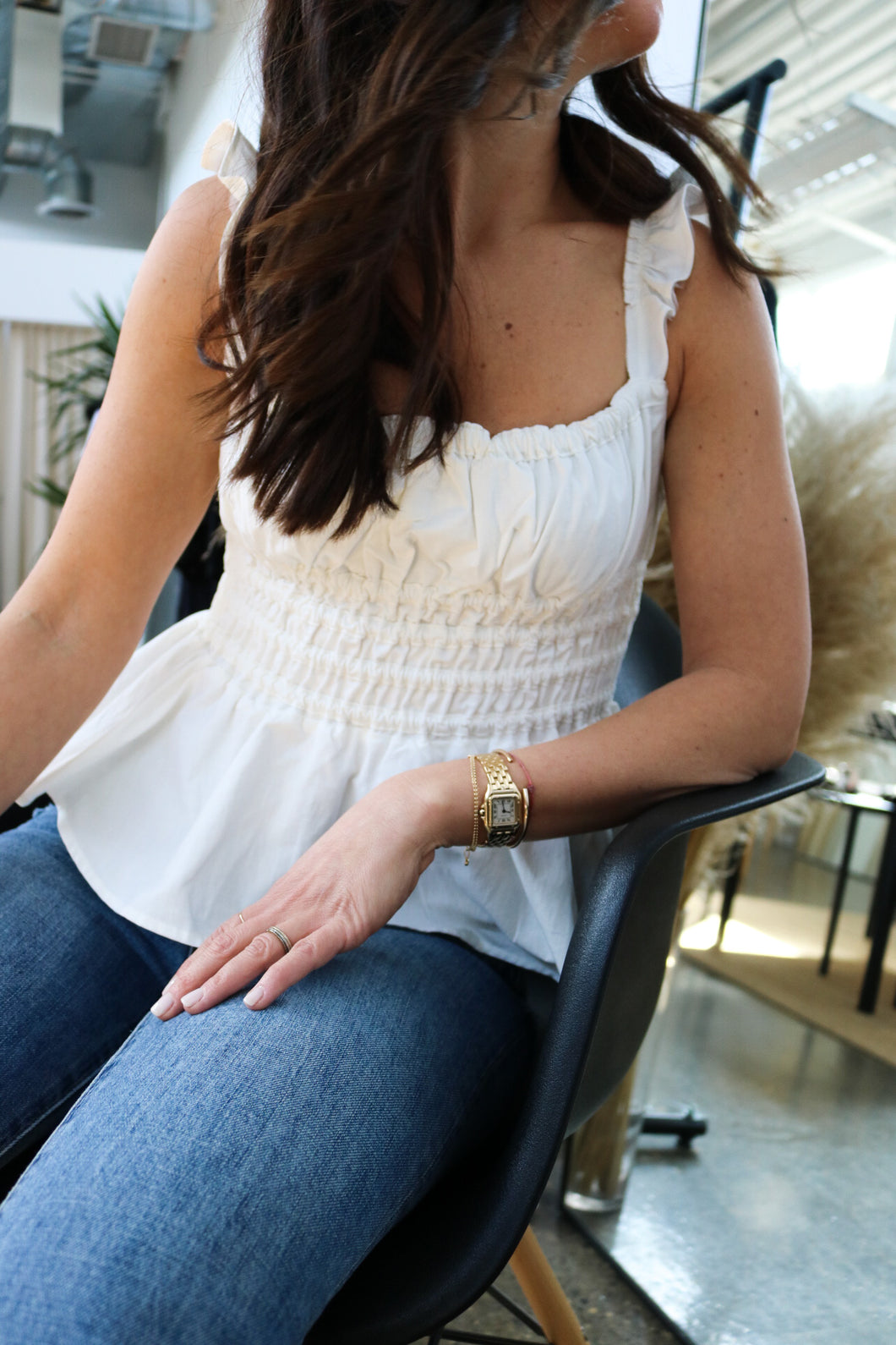 Louisa Smocked Sleeveless Top